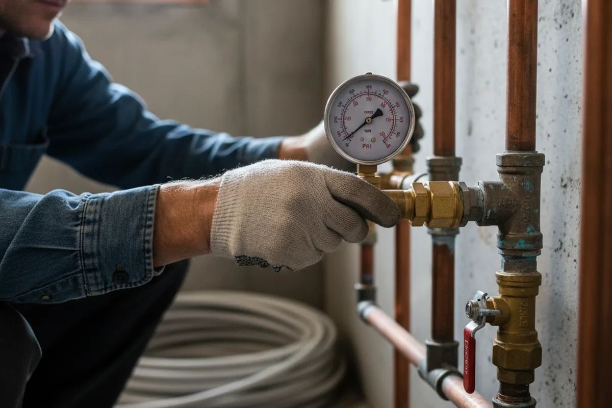 Pressure testing a repaired line during Water Line Repair in Frankfort